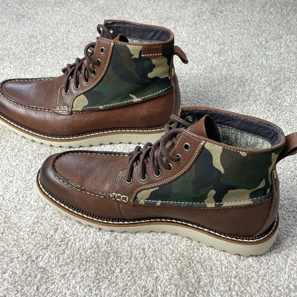 Johnston & Murphy Duncan Moc Toe Boot, Brown Leather / Camo Canvas